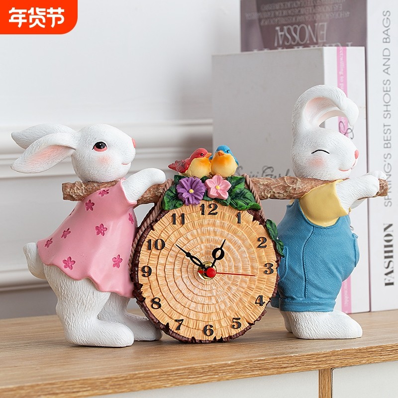 慧心巧聚台钟桌面座钟电视柜装饰钟表家居饰品摆件装饰钟客厅兔子,家居饰品,台钟/闹钟,淘宝优惠券,粉丝福利购,淘宝优惠卷