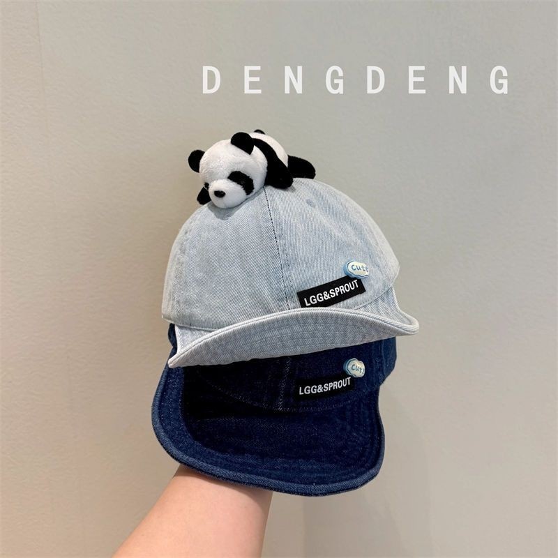 宝宝帽子春秋款熊猫软帽檐遮阳防晒帽可爱超萌男女幼儿牛仔棒球帽