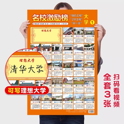 小学高中高考大学目标贴纸报志愿学生激励榜名校目标墙贴985/211