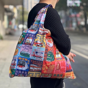 新款 香港防水轻薄 大号折叠购物环保袋买菜包旅行大容量手提便携式