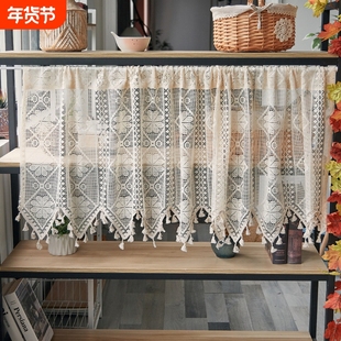 法式门帘卧室高级感隔断遮挡帘橱柜门咖啡帘防尘纱穿杆免打孔