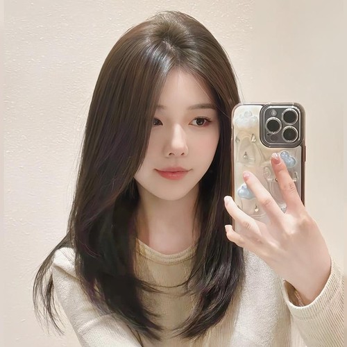 初恋假发全头套女前额蕾丝减龄锁骨发仿真人整顶刘海高层自然发型