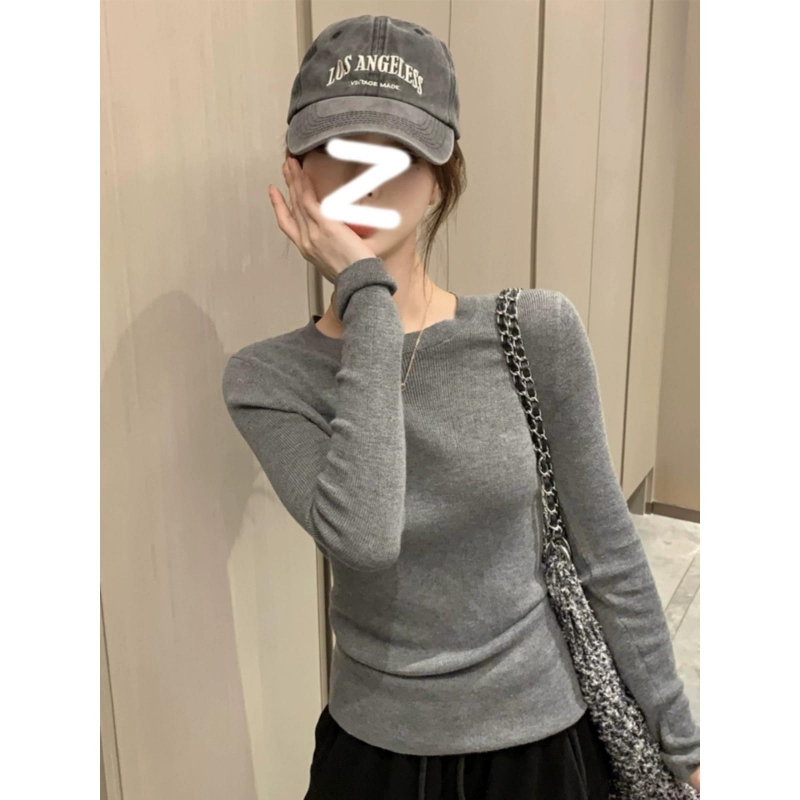 软糯毛衣针织打底衫女秋季基础款纯色圆领正肩内搭叠穿高级感上衣