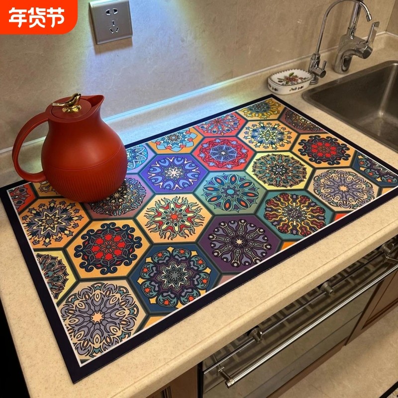 家用厨房台面沥水垫洗碗垫洗手台水龙头吸水垫防滑地垫餐垫硅藻泥