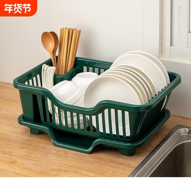厨房台面碗碟沥水篮水槽置物架塑料餐具家用放碗筷收纳盒碗盘筷子