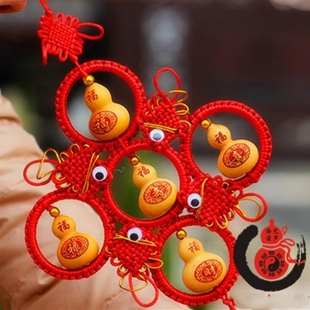 批发天然葫芦 雕刻烙画八方进财葫芦装饰品  八鱼圆盘葫芦挂件