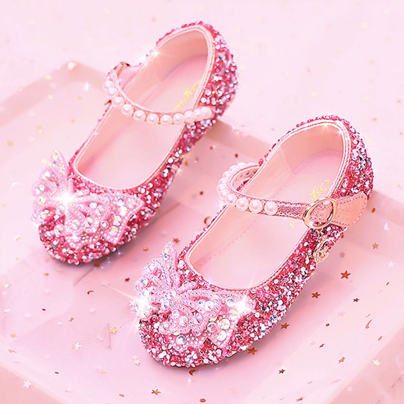 2025新款女童公主鞋春秋水晶鞋单鞋小女孩小皮鞋软底演出鞋女宝宝