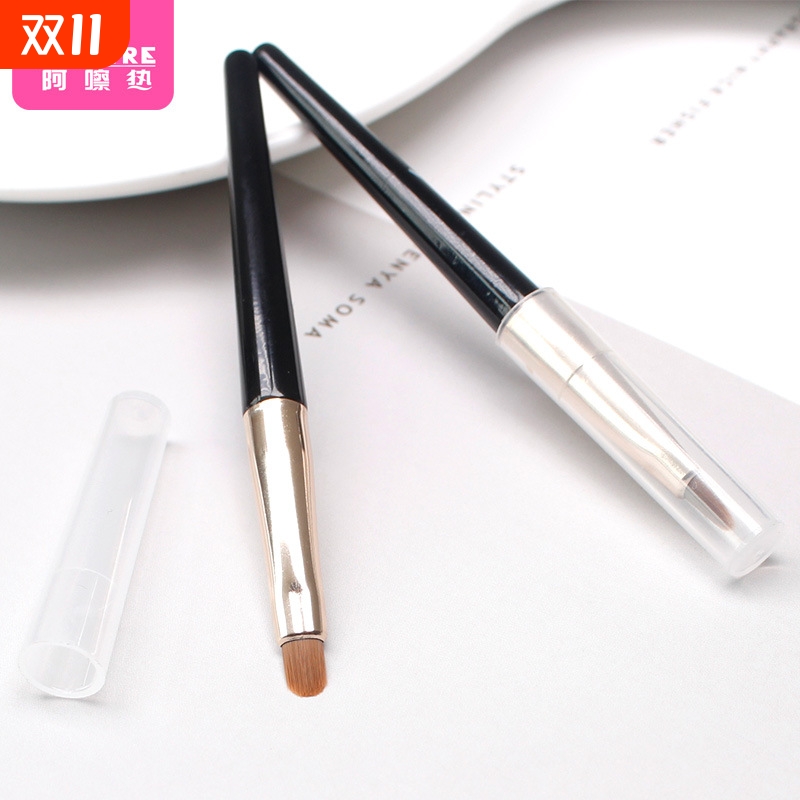 唇刷C1pn0-迷你便携式带盖口红刷女初学者化妆刷自然勾勒唇型随