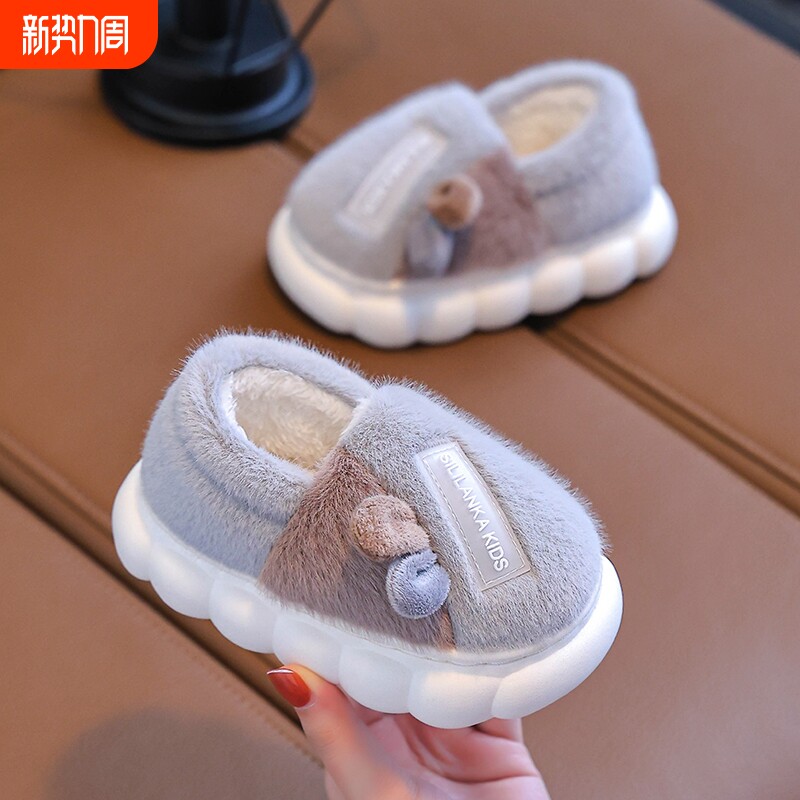 儿童棉鞋男女童秋冬卡通可爱防滑室内居家保暖防滑小孩包根棉拖鞋
