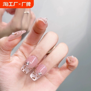弋弋舞手工甲法式Kitty猫手工甲成品法式假指甲短款显白美甲贴片