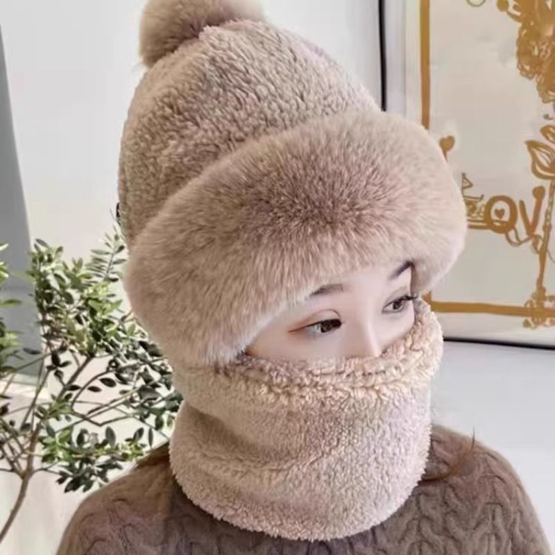 帽子女士冬季2025新款保暖骑车防风面罩防寒加厚护颈脖套围脖一体