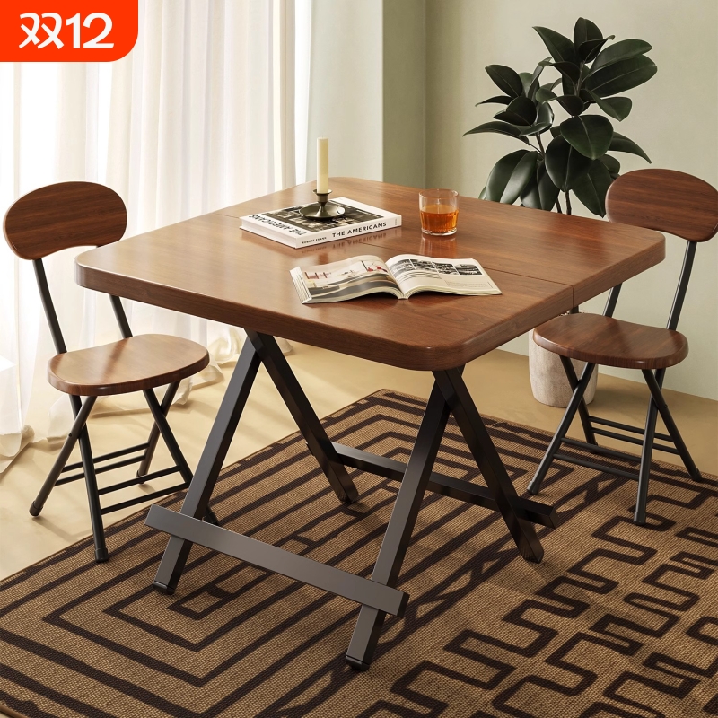 折叠桌餐桌家用小户型吃饭桌简易出租屋正方形小方桌子可折叠阳台