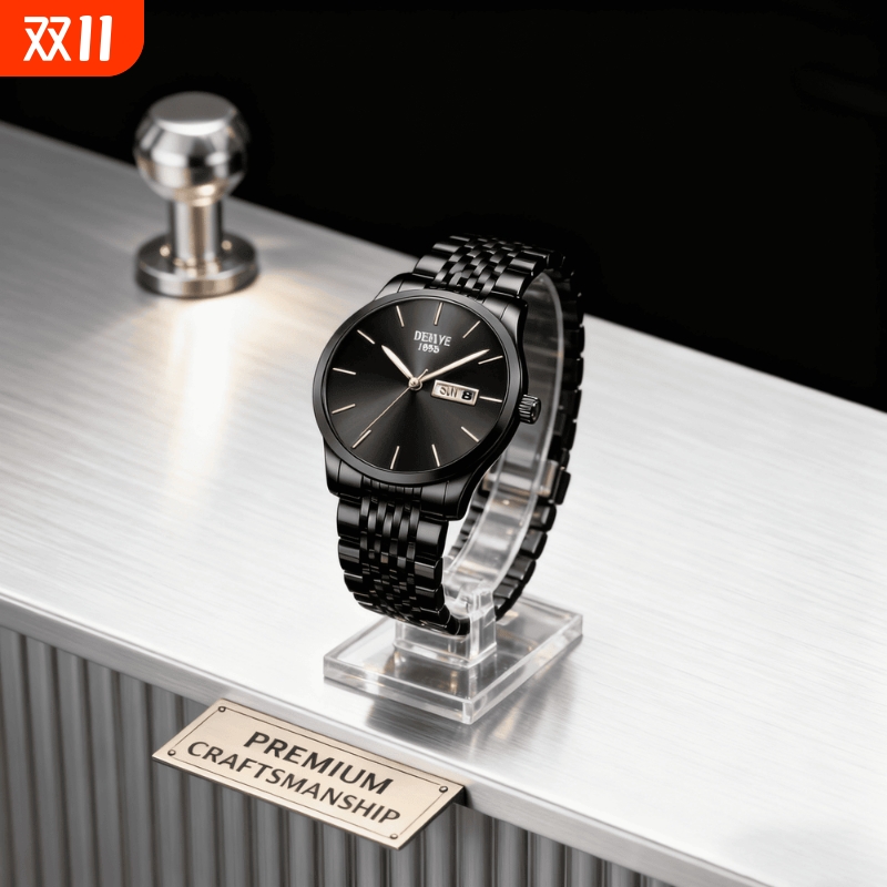 手表男款防水高级感全自动男表数字双日历防水腕表男机械风全自动