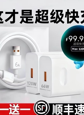 超级闪充120W适用华为荣耀充电器66手机快充头mate60 p70p50p40p30pro nova11/10/9/8插头数据线原22.5W套装
