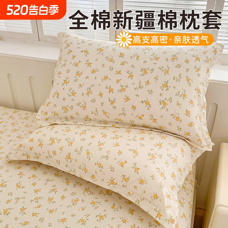 网红全棉枕头套一对装纯棉枕套48x74cm单个家用整套枕芯内胆套