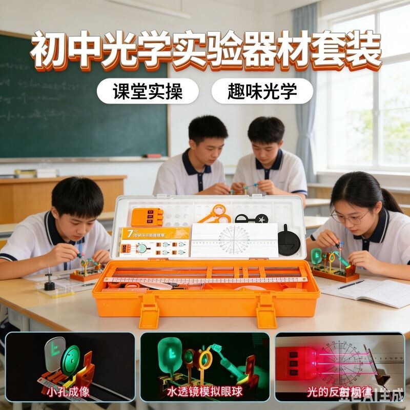 初中物理光学实验器材初二八年级上册实验盒凸凹透镜小孔成像光具座组学生科学光实验箱反射力学电学声学化学
