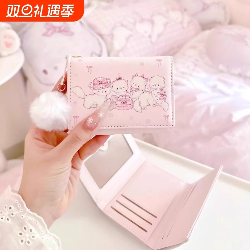 2026新款卡通钱包团团猫系列可爱小巧大容量多卡位三折零钱包卡包