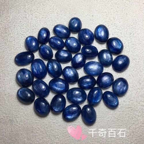 天然蓝晶石裸石戒面14-18mm长镶嵌绕线编绳