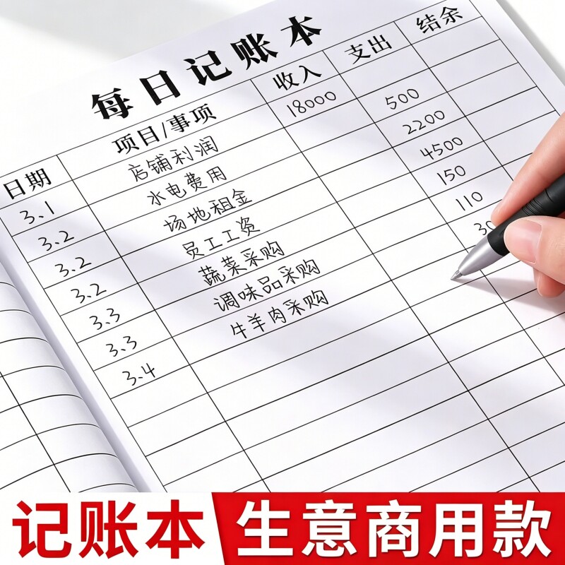 2026年每日记账本生意商用款明细表本子收入支出家庭生活日常开支