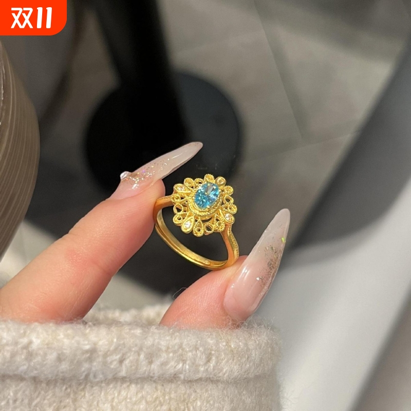 新中式首饰海洋之心戒指小众百搭轻奢饰品气质高级感手饰日常通勤