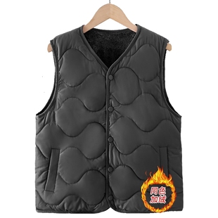 背心大码 加绒加棉马甲中老年女装 加厚保暖内穿坎肩马夹 秋冬季 新款