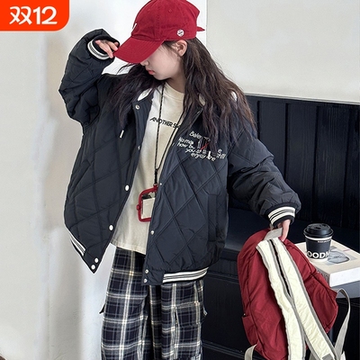 女童冬季加厚百搭运动连帽棒球服