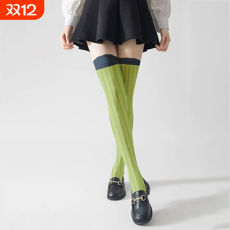 二次元鬼灭之刃甘露寺蜜璃同款JK丝袜薄款女士条纹撞色cos长筒袜