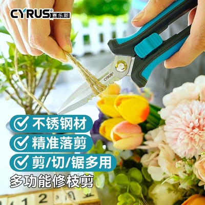 CYRUS赛乐斯多功能园艺剪刀修枝植物碳钢盆栽花艺家用花艺剪修剪