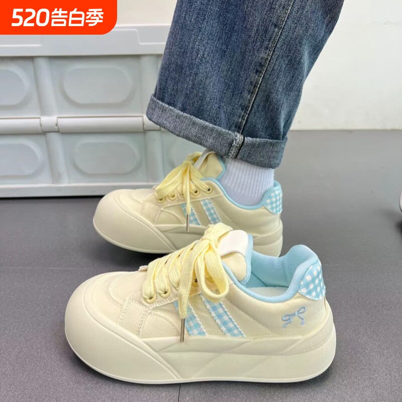 品牌断码厚底松糕增高面包大头小白鞋子女2026春秋季新款爆款休闲
