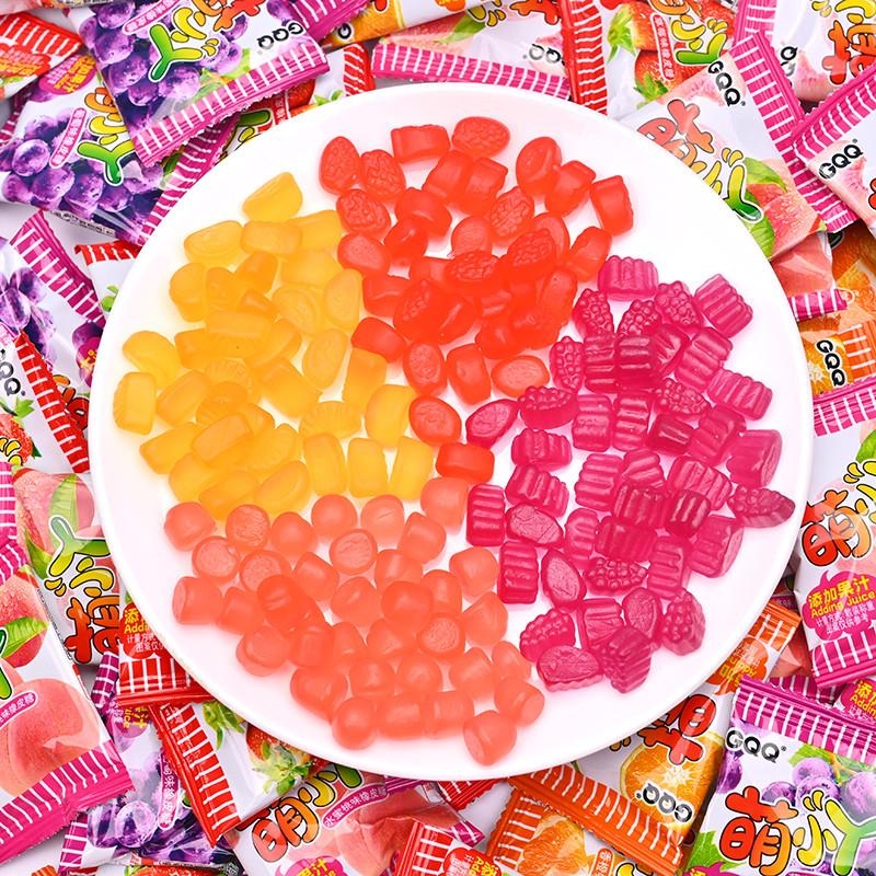 果汁橡皮糖软糖橘子味葡萄味桃子味草莓味糖果qq糖散装休闲小零食
