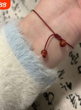 细小红绳超细手工编织脚链情侣本命年掉色手链闺蜜转运手绳脚绳