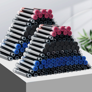 便携钢笔墨囊墨水胆纯蓝黑色红色小学生可替换墨囊3.4mm通用可替换三年级学生正姿练字硬笔