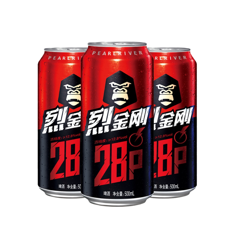 28度珠江烈金刚啤酒500mL*3罐图片