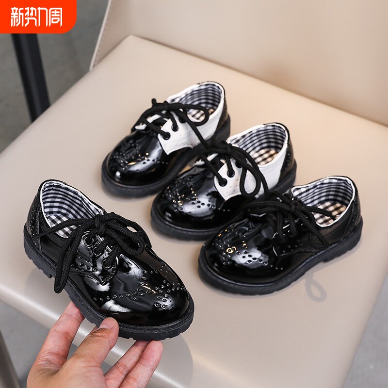 男童皮鞋黑色儿童校园小皮鞋软底表演新款春秋演出礼服鞋英伦学生