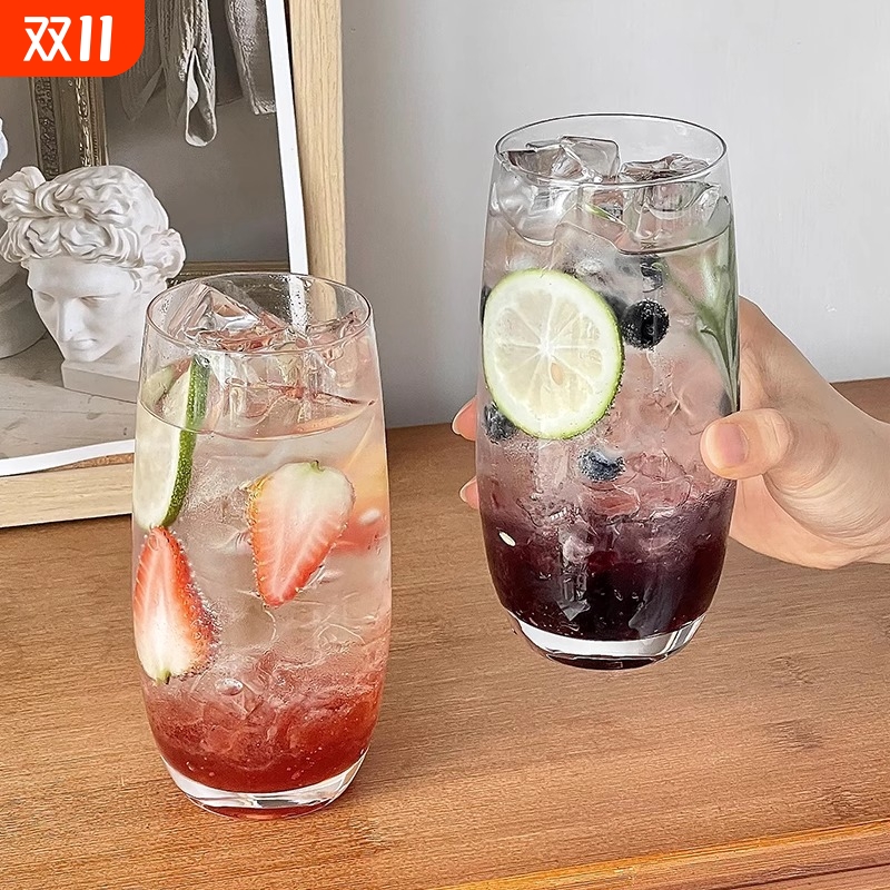 ins莫吉托杯网红餐厅水果茶杯玻璃杯喝水杯家用冷饮果汁杯大容量