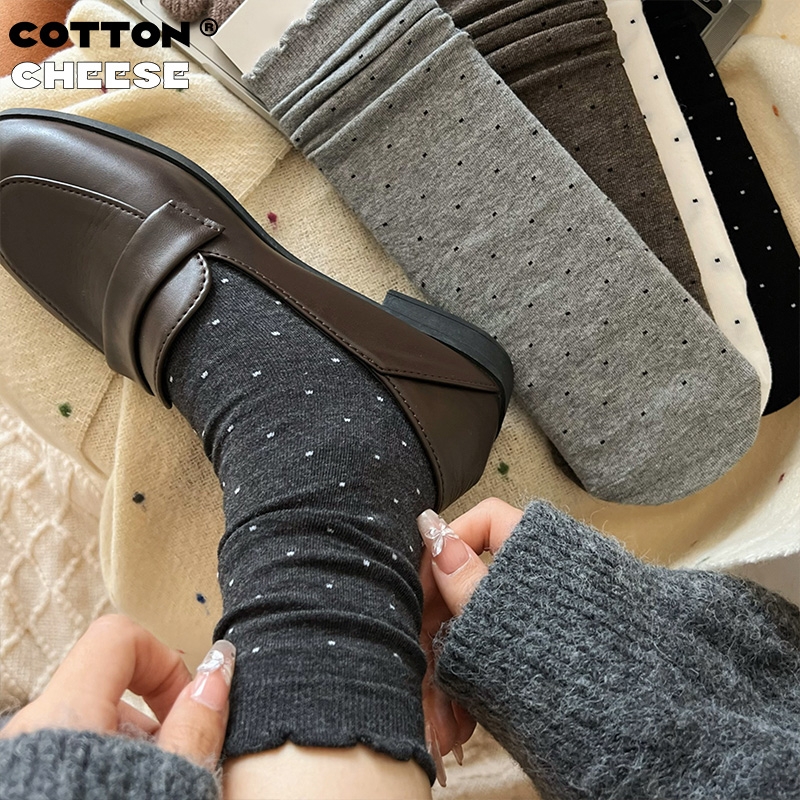 潮流百搭美腿花边女袜柔软亲肤抗菌防臭纯棉袜子女款春秋季百搭袜