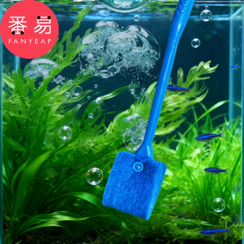 鱼缸清洁刷B1vn800-鱼缸长柄清洁刷子擦水族箱玻璃内壁刷子工