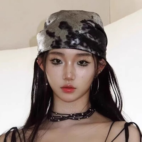 2025新款千禧y2k辣妹小丝巾头巾女美式街头音乐节潮酷包头三角巾
