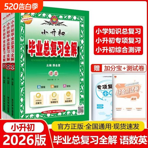 2026新版毕业总复习全解语文数学英语科学小学教材全解系统总复习真题卷资料书小学升初中专项训练练习册人教版