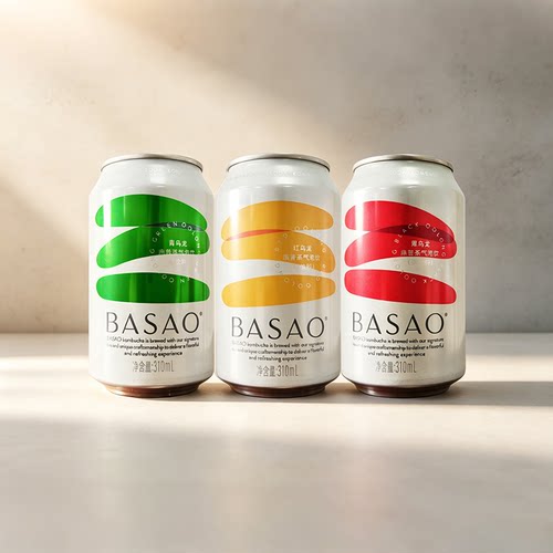 BASAO佰朔康普茶气泡水红/黑/青乌龙茶气泡水饮品310ml*12罐整箱
