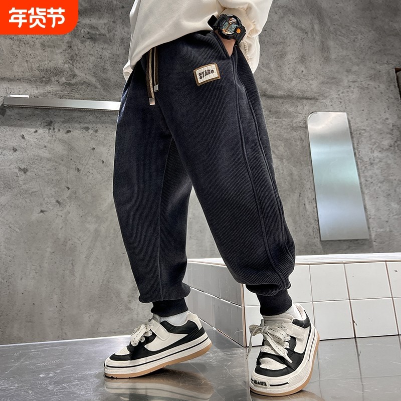 儿童装男童秋装裤子2025新款运动秋冬款男孩秋季长裤潮加绒灯芯绒,童装/婴儿装/亲子装,裤子,淘宝优惠券,粉丝福利购,淘宝优惠卷