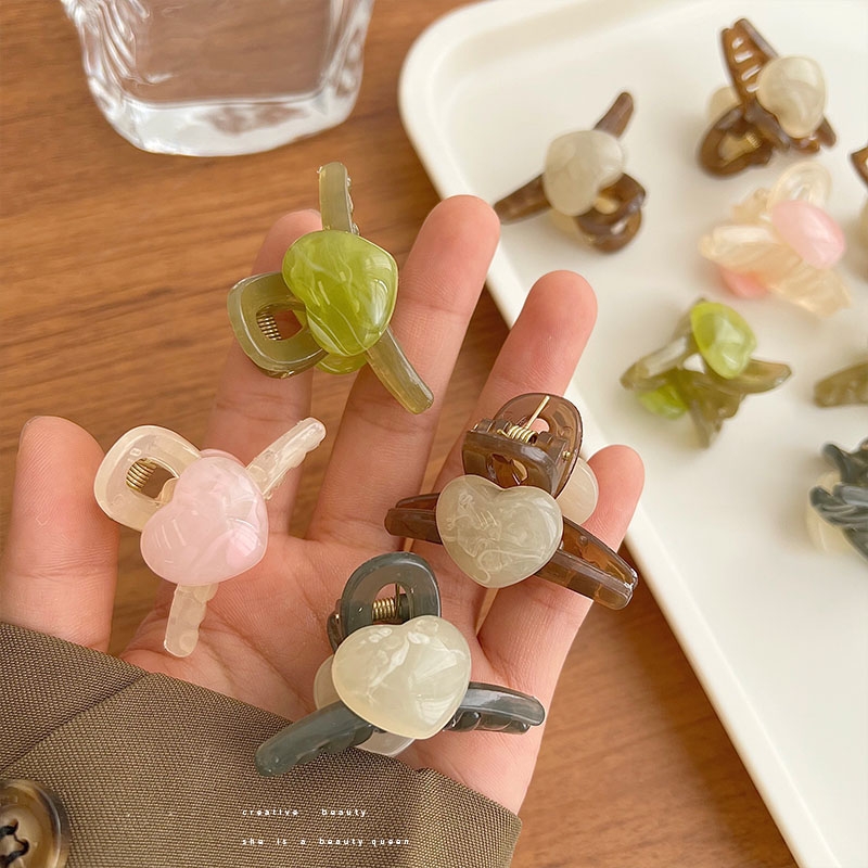 夹子果冻发夹简约爱心小抓夹夏季小号撞色2025个性甜美百搭迷你