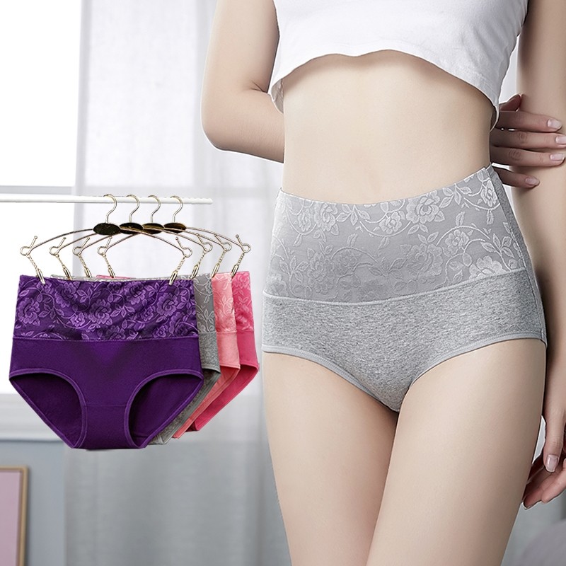 纯棉高腰女内裤全棉收腹包臀妈妈裤胖mm三角短裤抗菌性感翘臀