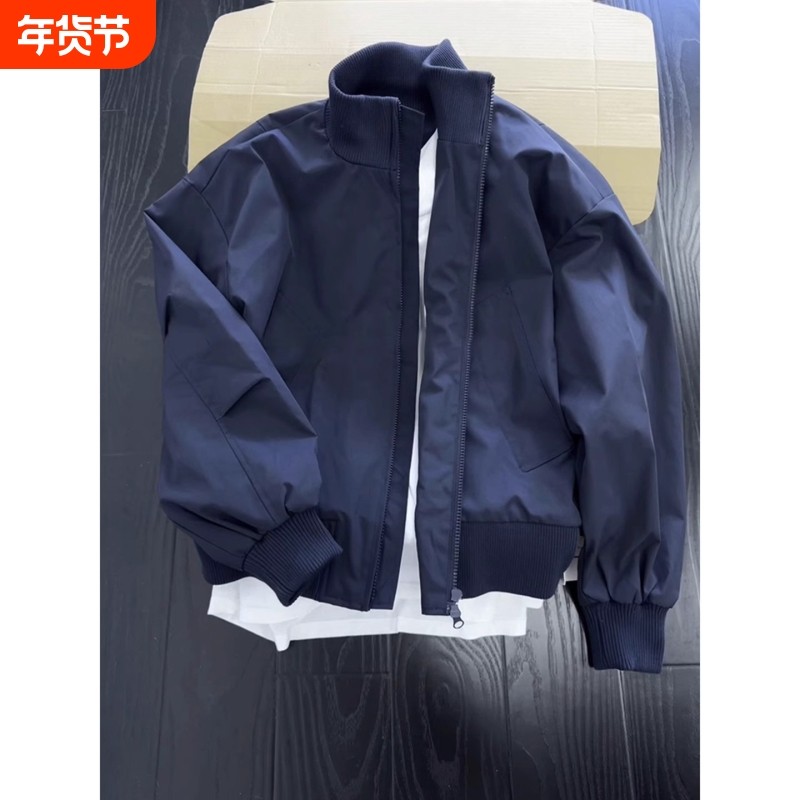 藏青色立领飞行员夹克男款秋季穿搭美式外套情侣高街棒球服男休闲,运动服/休闲服装,运动茄克/外套,淘宝优惠券,粉丝福利购,淘宝优惠卷