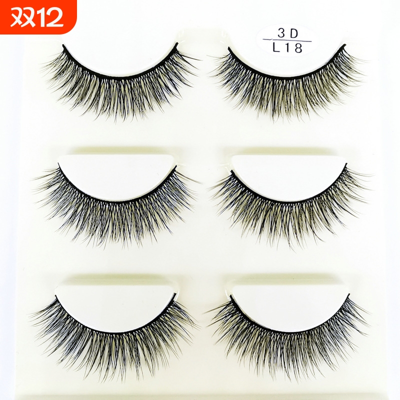 3D化纤假睫毛3对装普惠系列 柔软舒适自然逼真假睫毛 批发