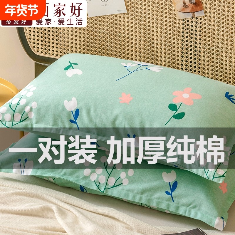 全棉枕套2024新款纯棉一对装乳胶枕头套子48cmx74cm单个
