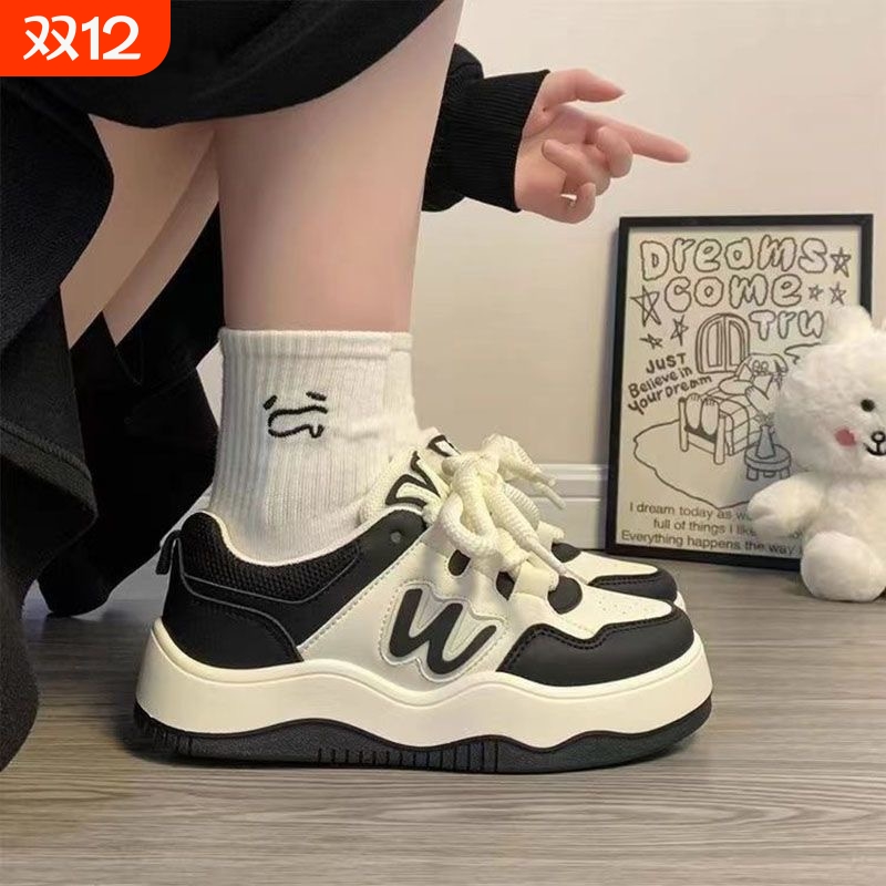 品牌断码厚底增高小白鞋女ins潮2025新款春季百搭学生小众休闲运