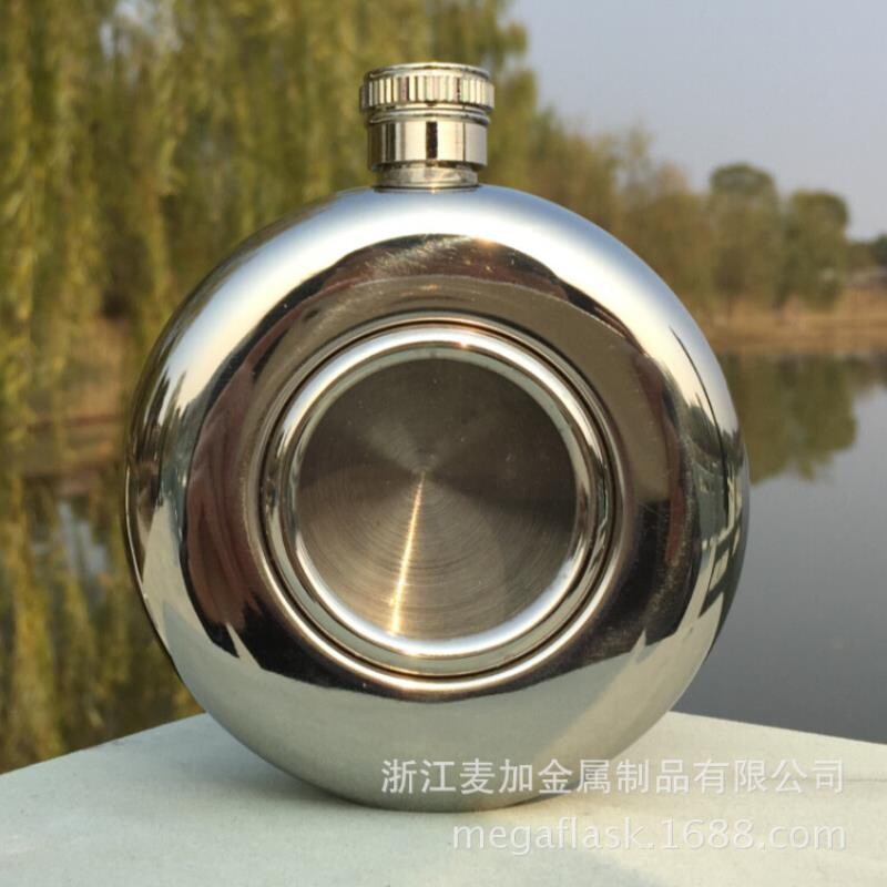 3~5盎司圆形酒壶不锈钢 5oz单透明圆形小酒壶