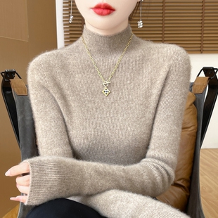 半高领打底衫女加厚秋冬新配内搭弹力毛衣仿针织衫黑色白色质感