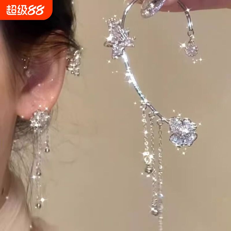 「舞蝶流苏」高级感轻奢无耳洞蝴蝶耳挂春夏夸张耳环新中式女耳饰图片